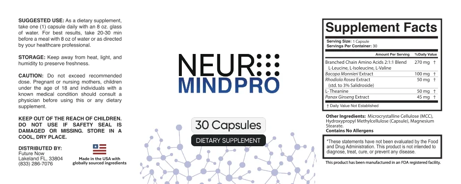 NeuroMind Pro Supplement Facts Label