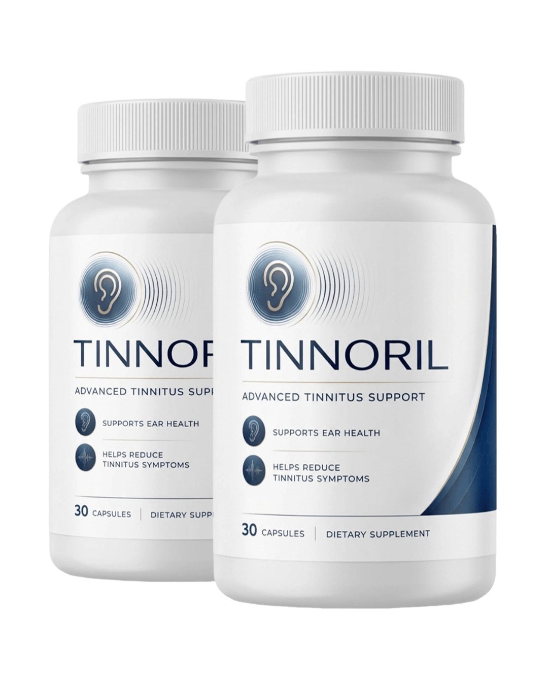 Tinnoril ear health supplement bottles – tinnitus and hearing support formula