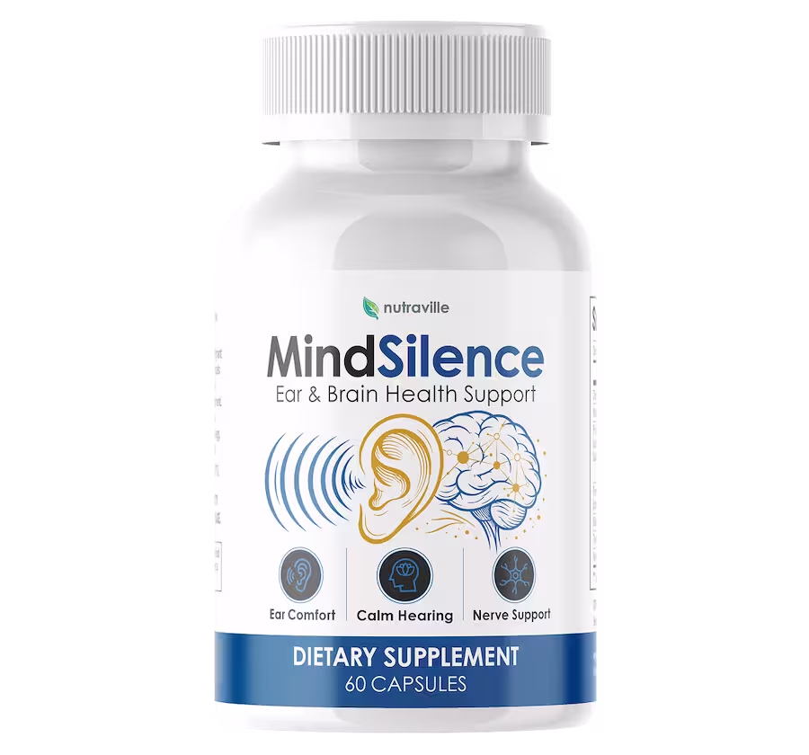 Mind Silence supplement bottles – tinnitus and ear health support formula