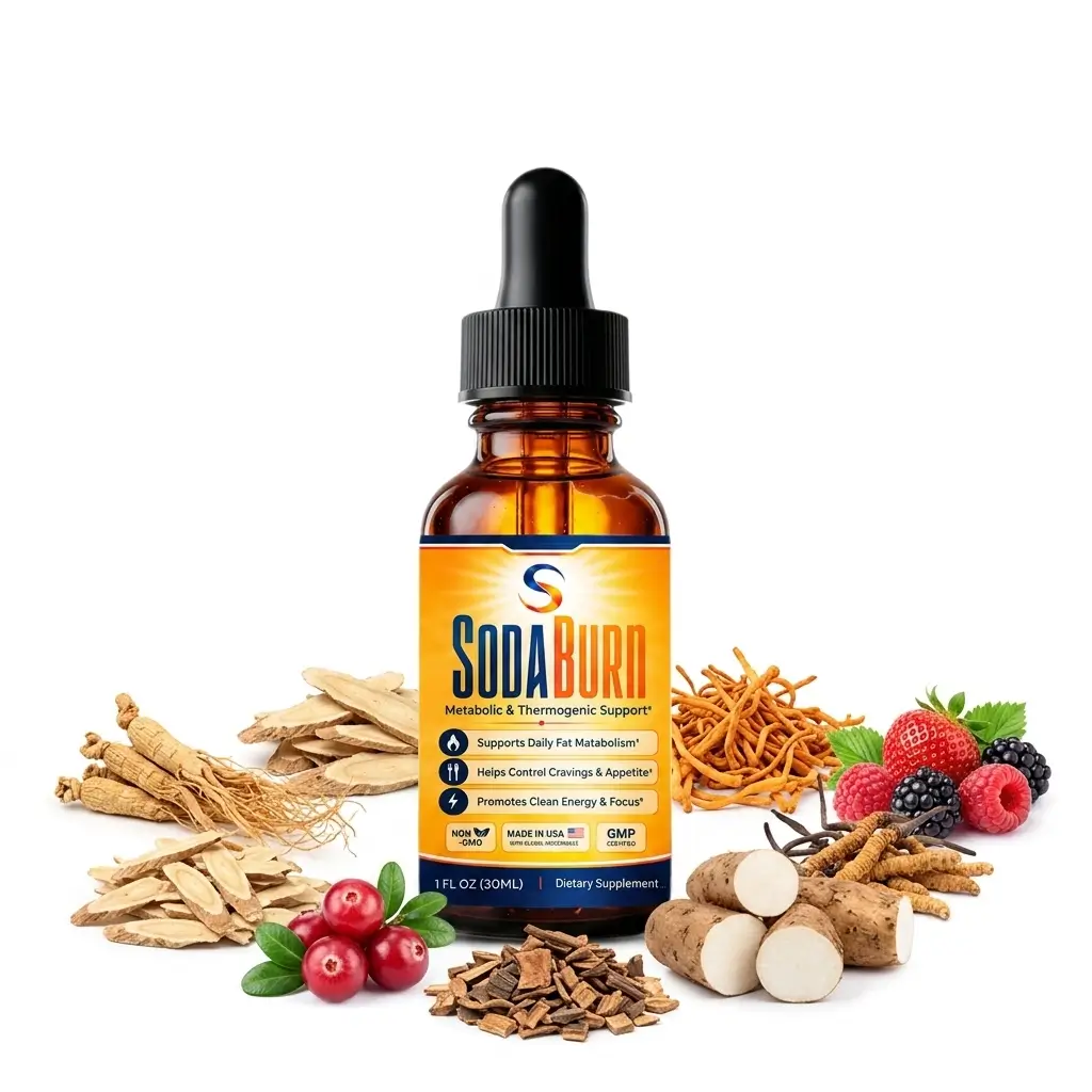 SodaBurn supplement facts label – Green Tea, Garcinia Cambogia, Forskolin, Chromium and natural metabolic ingredients