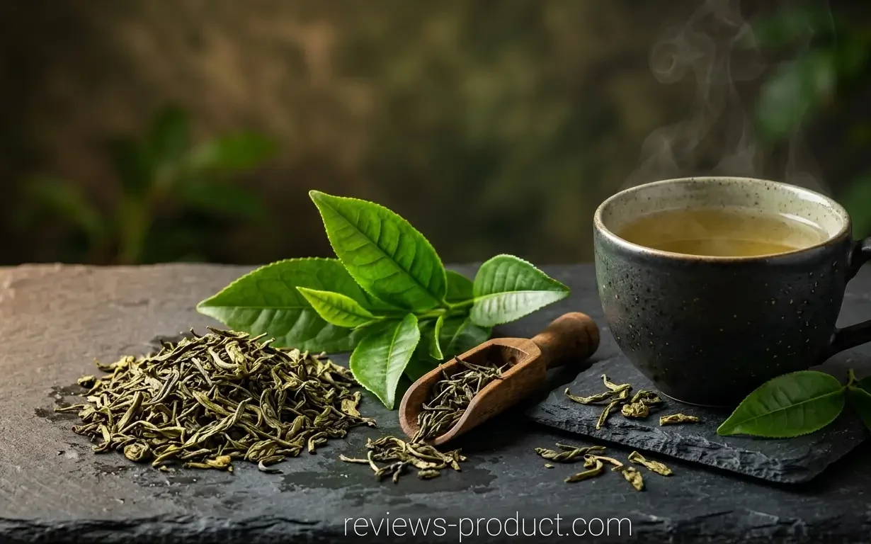 Green tea leaf extract powder and capsules as a natural antioxidant supplement ingredient