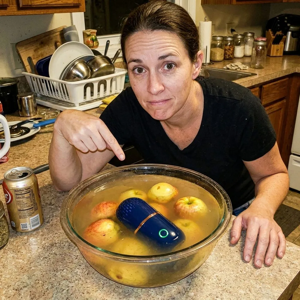 PodBloom customer experience – visible water color change after produce cleaning cycle