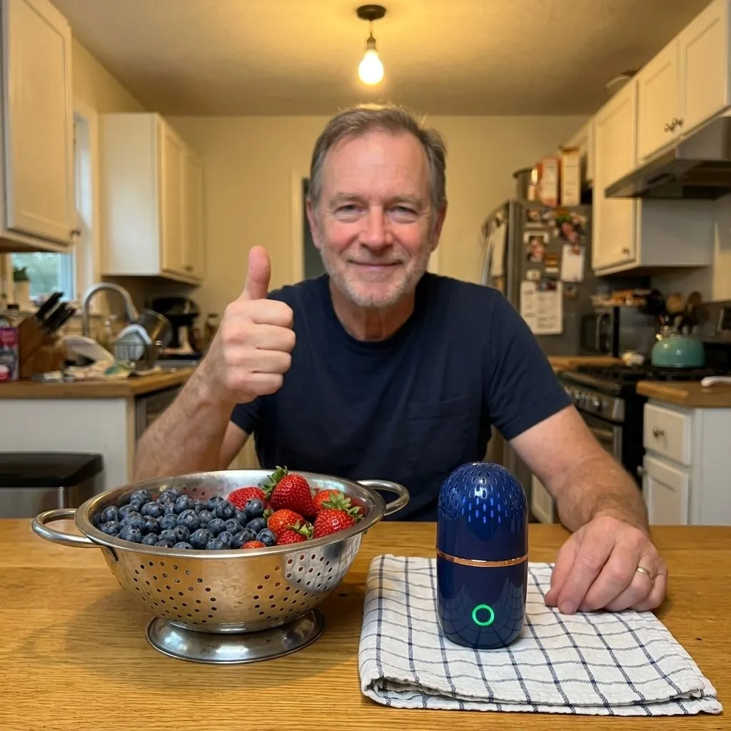 PodBloom customer review – freshly cleaned berries after 10-minute purification cycle